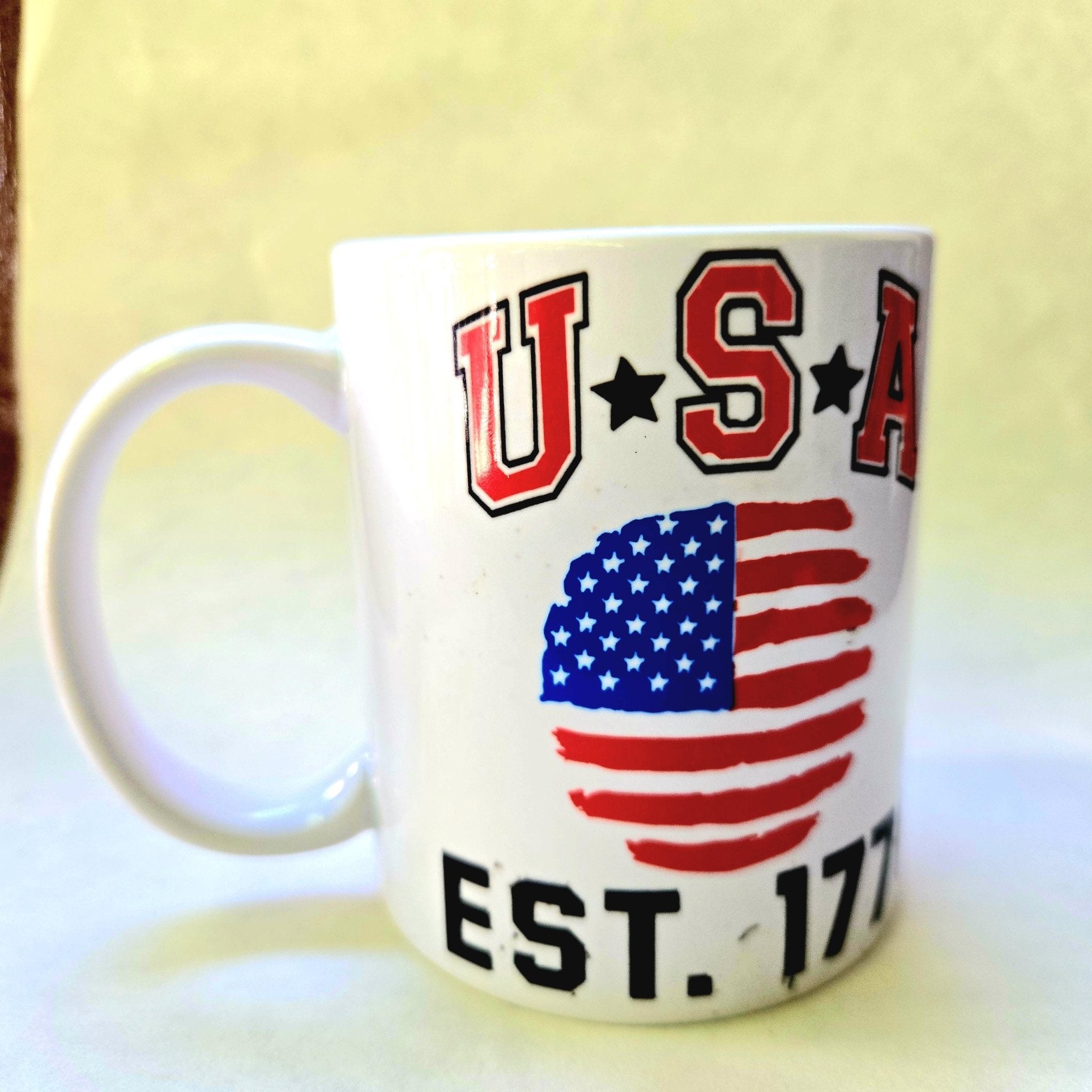 USA Pride Ceramic Coffee Mug: Crafted American Design - Coffee Quips Custom Drinkware