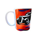 Vintage Hot Rod Coffee Mug: Flamed Ceramic Race Car Design - Coffee Quips Custom Drinkware