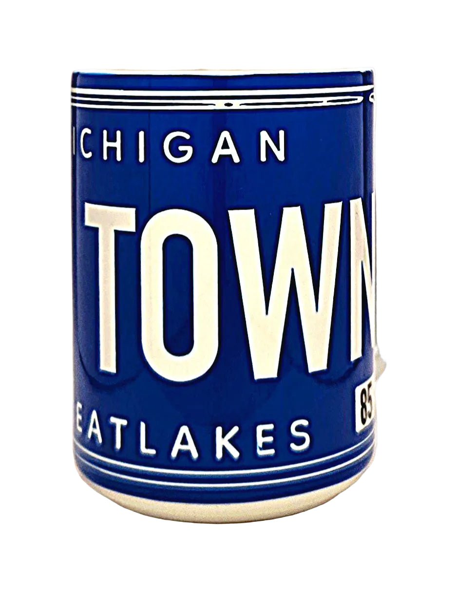 Vintage Michigan License Plate Souvenir Ceramic Coffee Mug - Large 15oz - Coffee Quips Custom Drinkware
