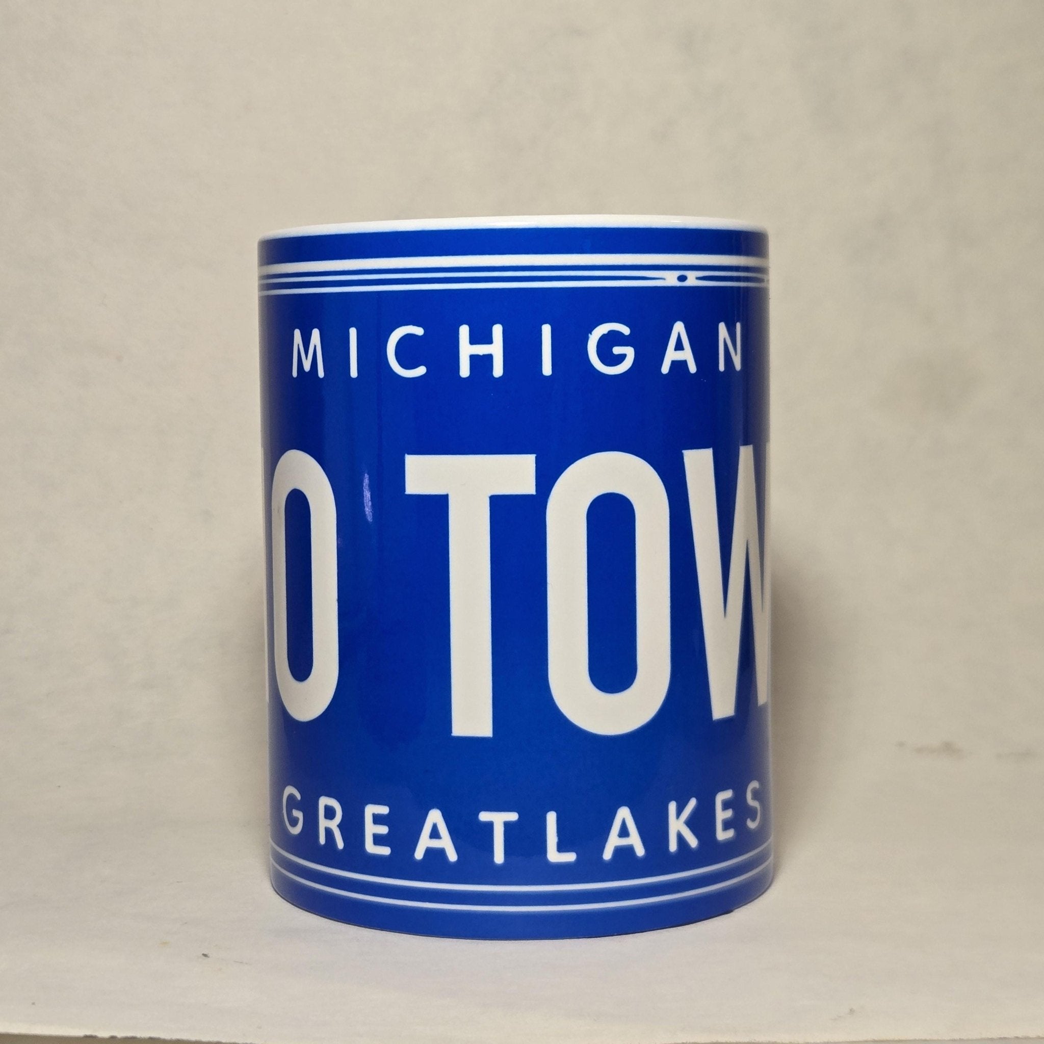 Vintage Michigan License Plate Souvenir Ceramic Coffee Mug - Large Capacity 15oz -  Coffee Quips Custom Drinkware