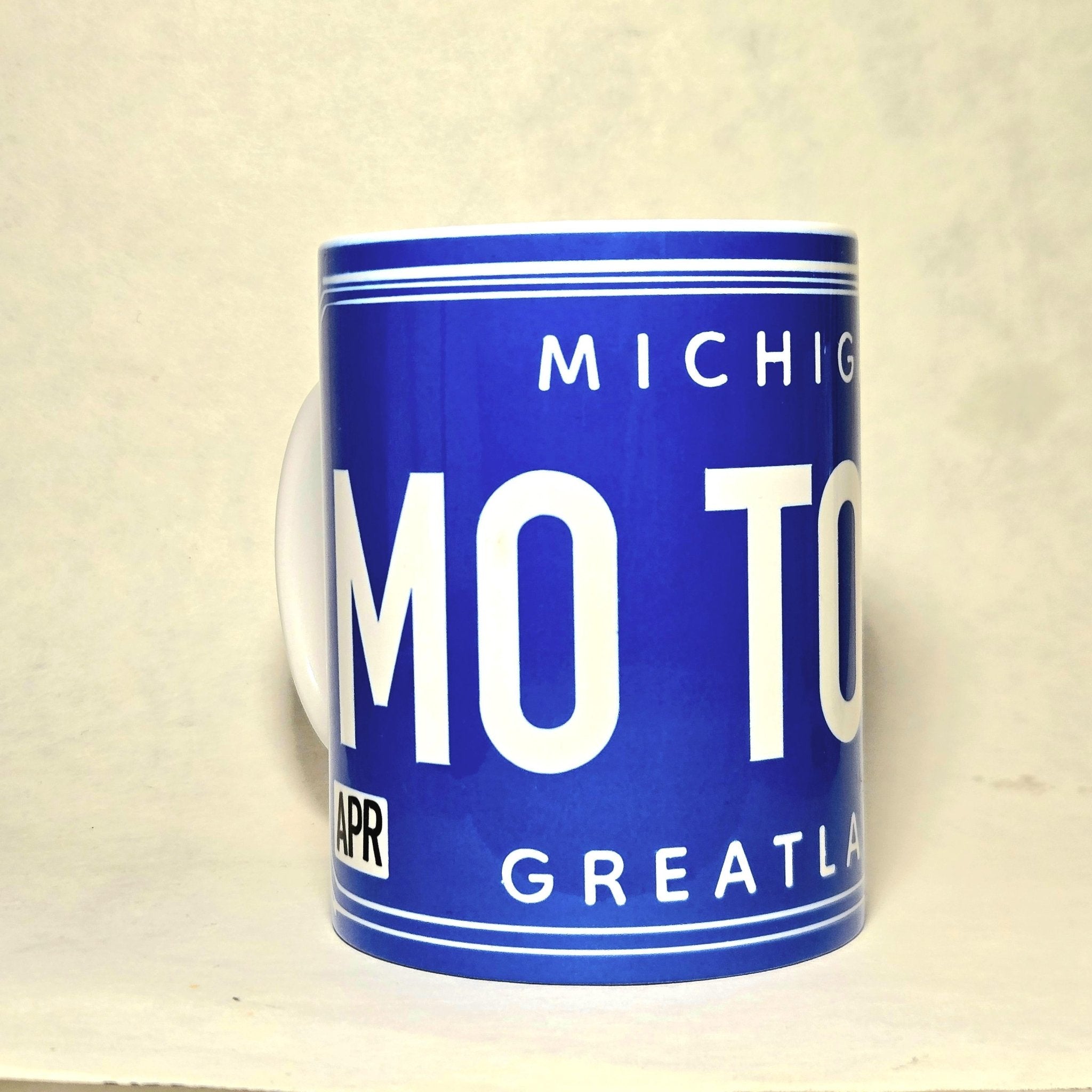 Vintage Michigan License Plate Souvenir Ceramic Coffee Mug - Large Capacity 15oz -  Coffee Quips Custom Drinkware
