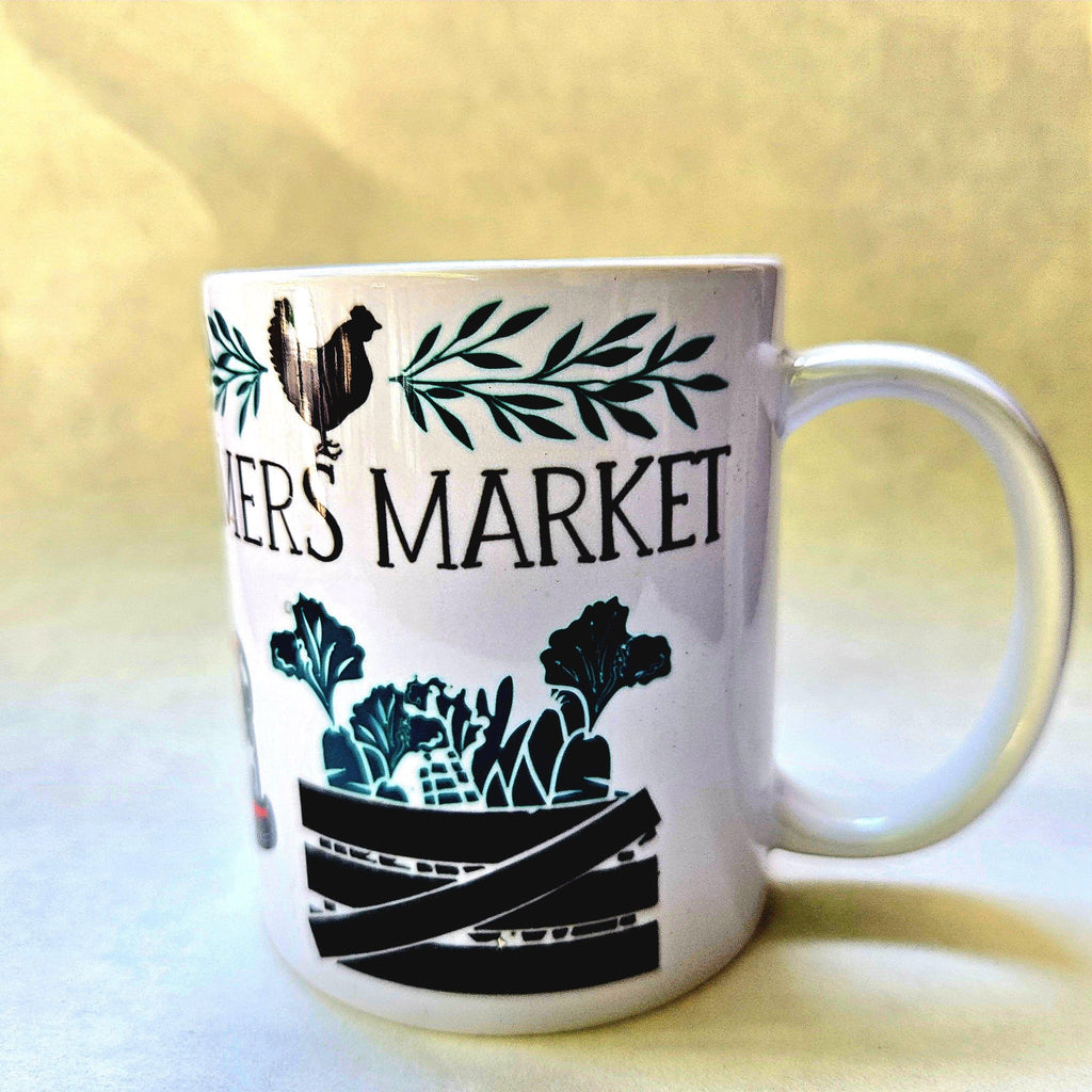12oz Farmers Market Red Vintage Truck Edition Ceramic Coffee Mug - Coffee Quips Custom Drinkware