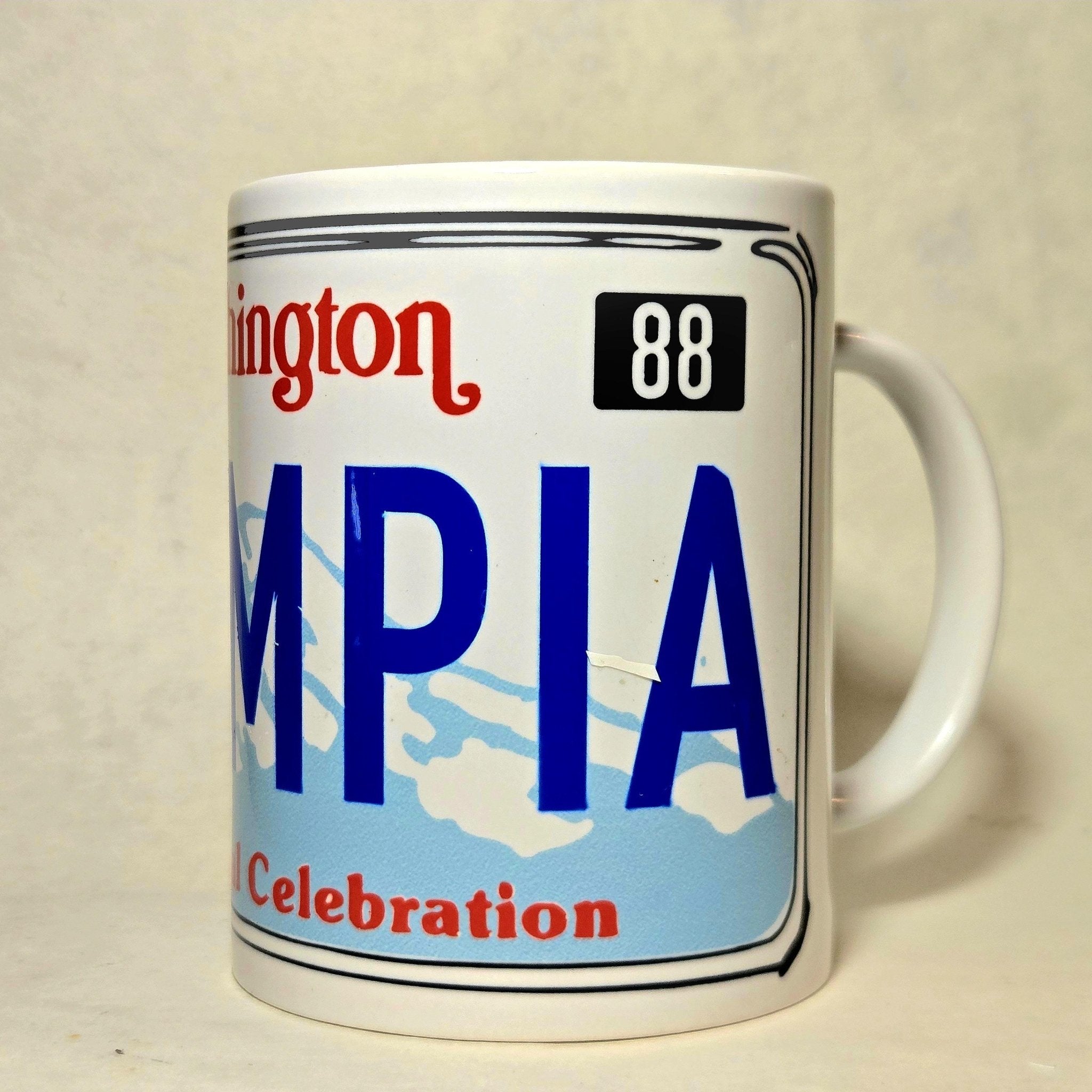 Washington Vintage License Plate Souvenir Ceramic Coffee Mug - Coffee Quips Custom Drinkware