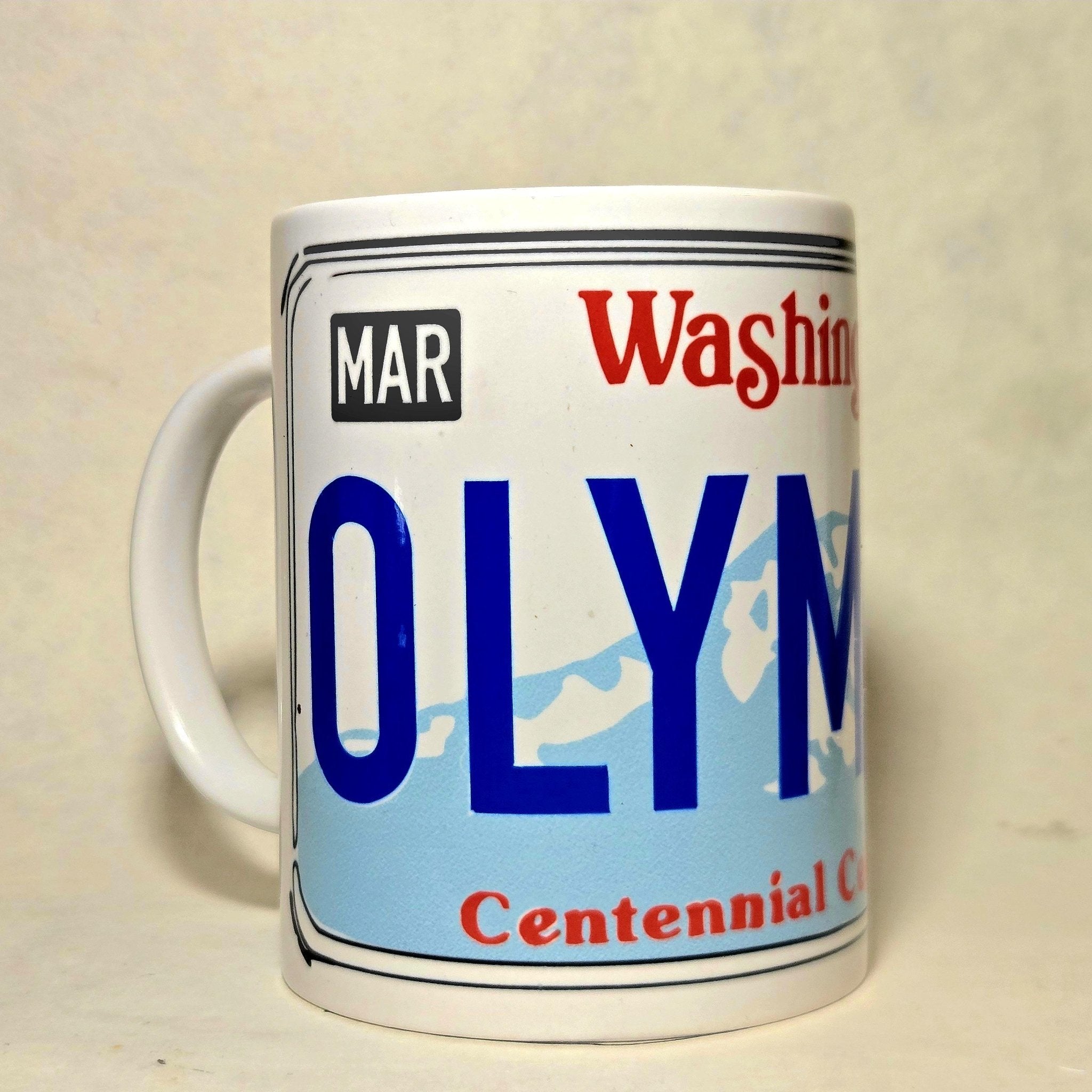Washington Vintage License Plate Souvenir Ceramic Coffee Mug - Coffee Quips Custom Drinkware