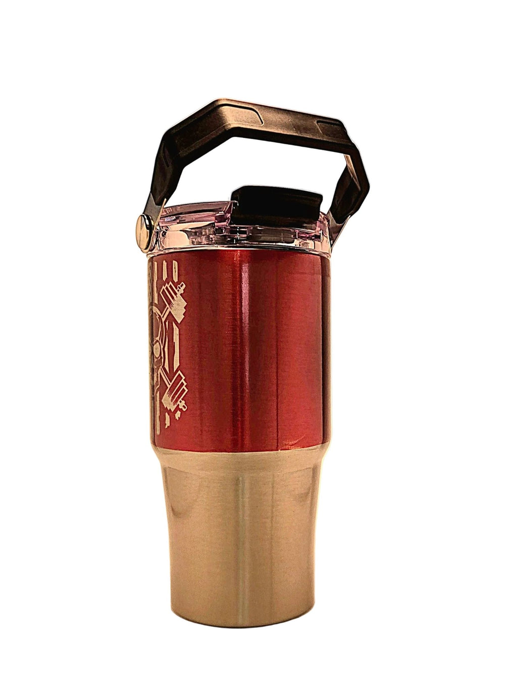 Weight lifting Skull and Flag 20oz Stainless Tumbler with Carrying Handle and Tri Sip Lid - Coffee Quips Custom Drinkware