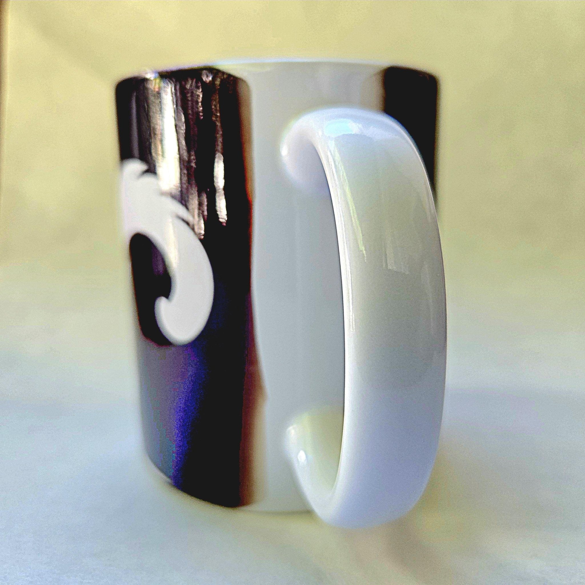 White Cat Peeking Ceramic Coffee Mug - Gift for Cat Lover - Coffee Quips Custom Drinkware