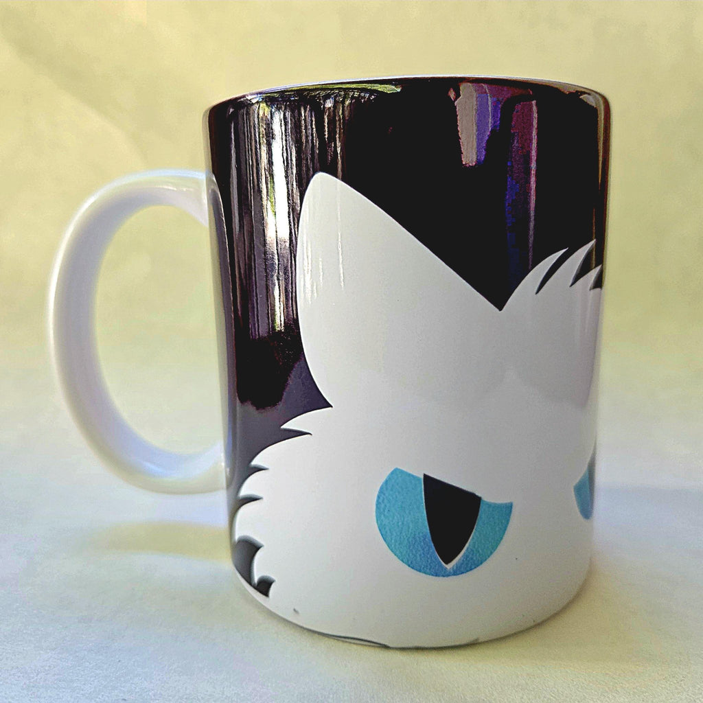 White Cat Peeking Ceramic Coffee Mug - Gift for Cat Lover - Coffee Quips Custom Drinkware
