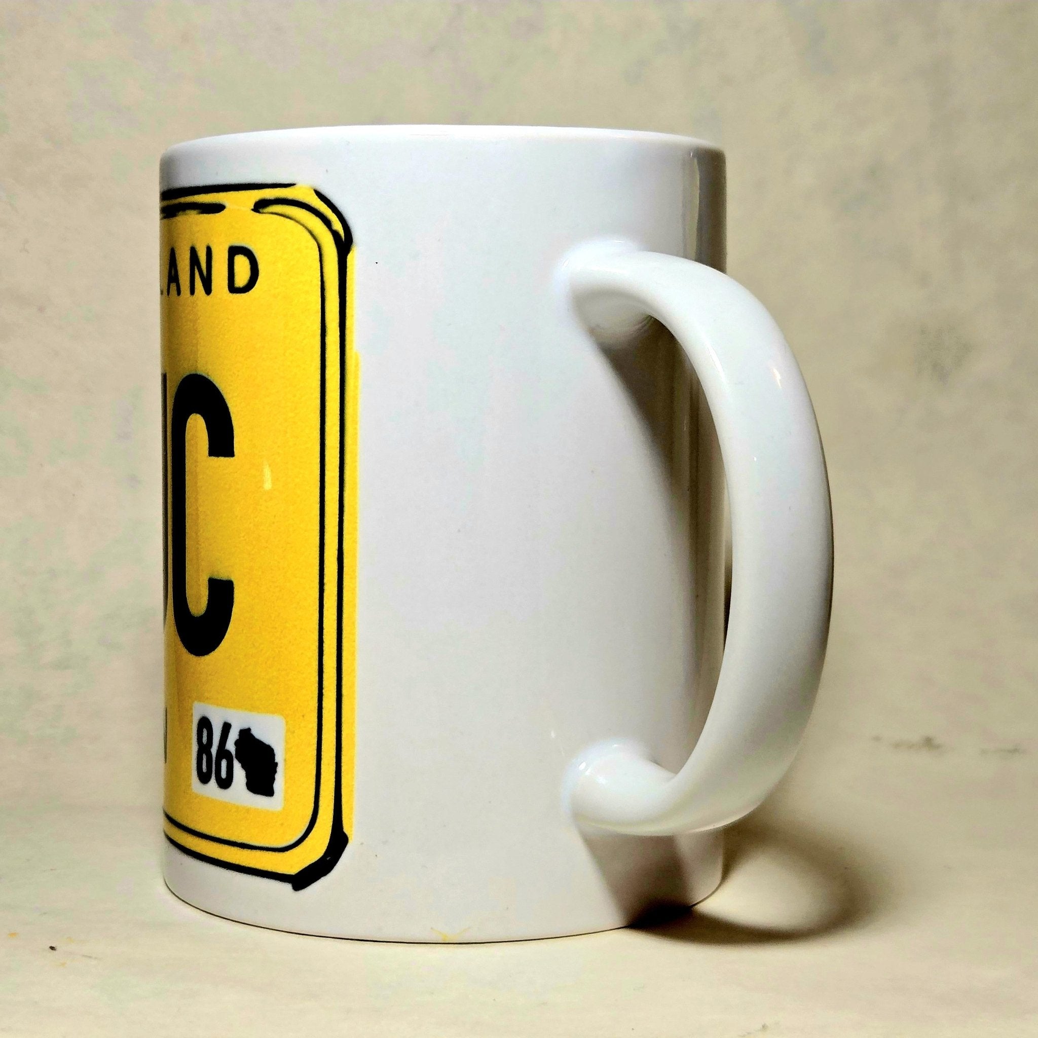 Wisconsin Souvenir Ceramic Coffee Mug 15oz - Coffee Quips Custom Drinkware -Vintage License Plate