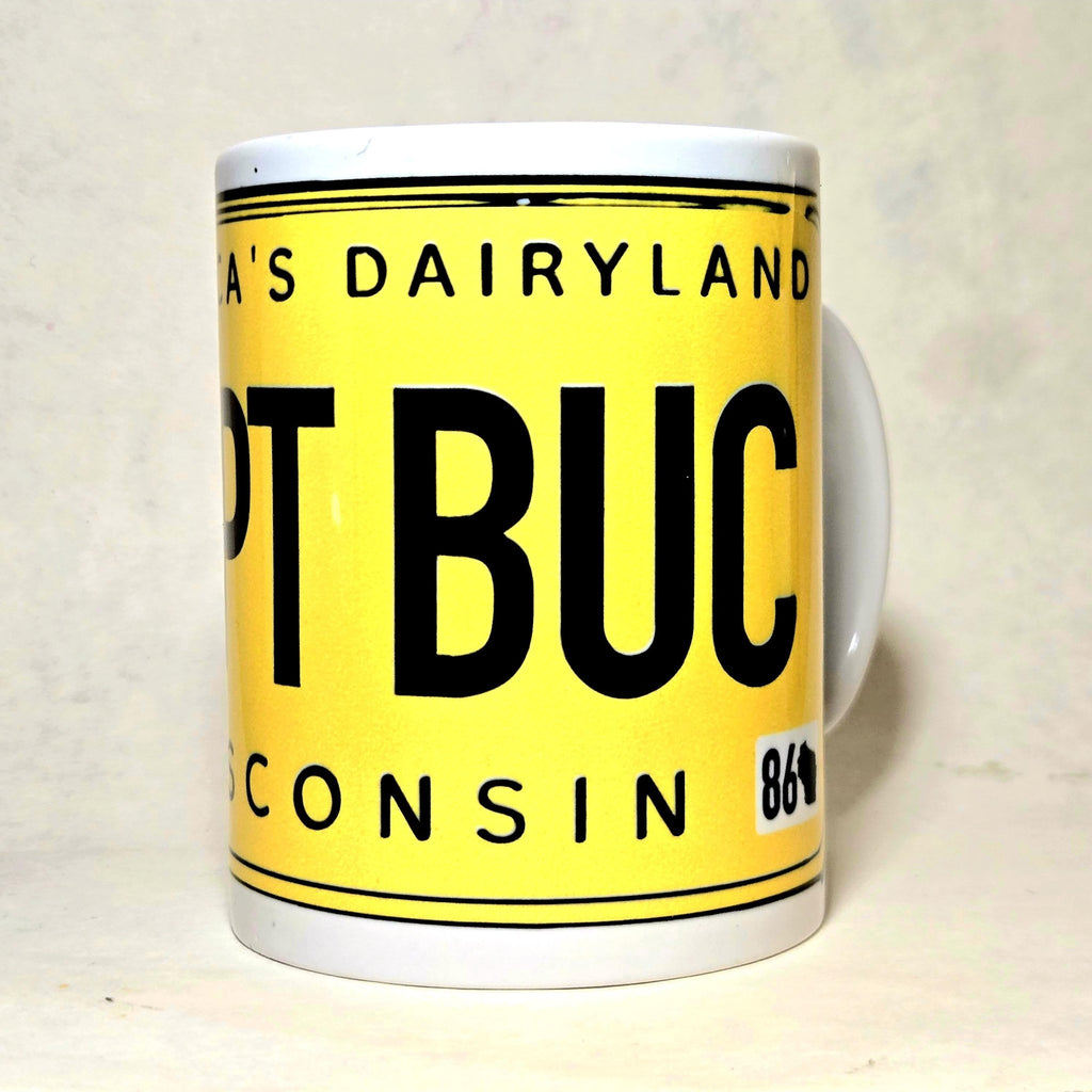 Wisconsin Souvenir Ceramic Coffee Mug 15oz - Coffee Quips Custom Drinkware -Vintage License Plate