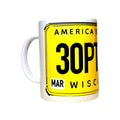 Wisconsin Souvenir Ceramic Coffee Mug 15oz - Coffee Quips Custom Drinkware -Vintage License Plate