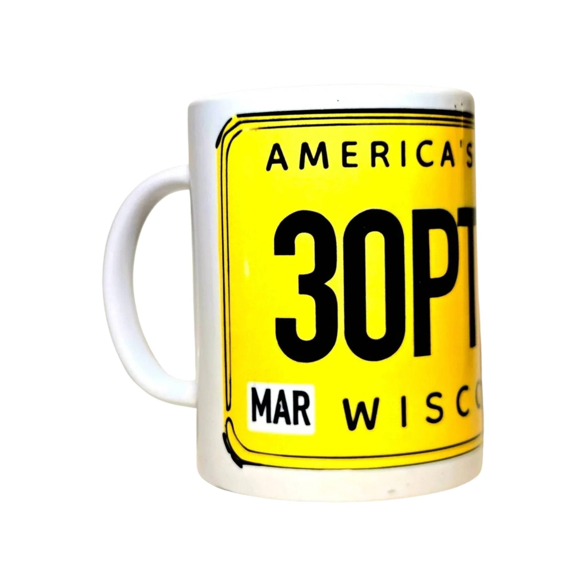 Wisconsin Souvenir Ceramic Coffee Mug 15oz - Coffee Quips Custom Drinkware -Vintage License Plate