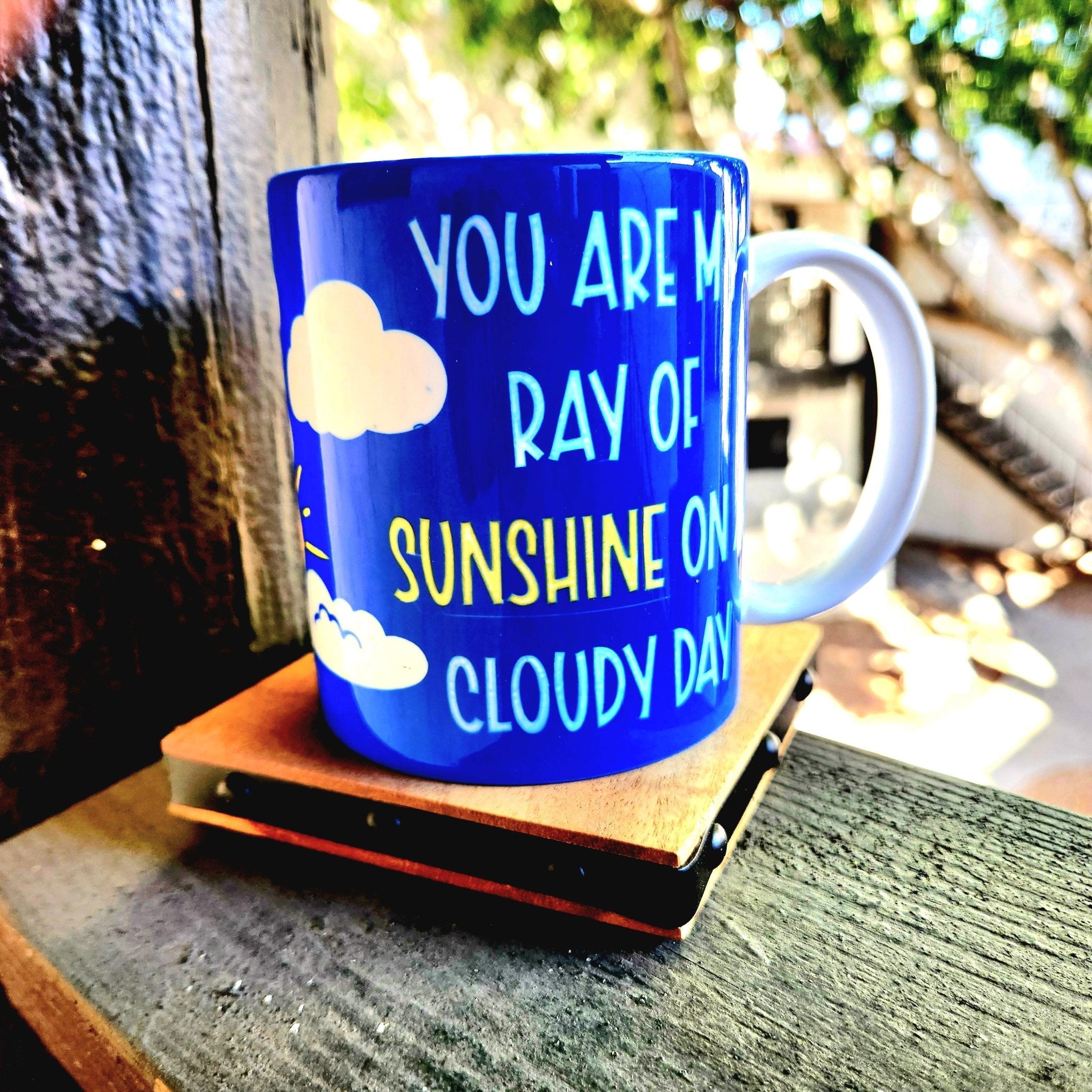 You Are My Sunshine Coffee Mug: Blue Ceramic Mug - Coffee Quips Custom Drinkware