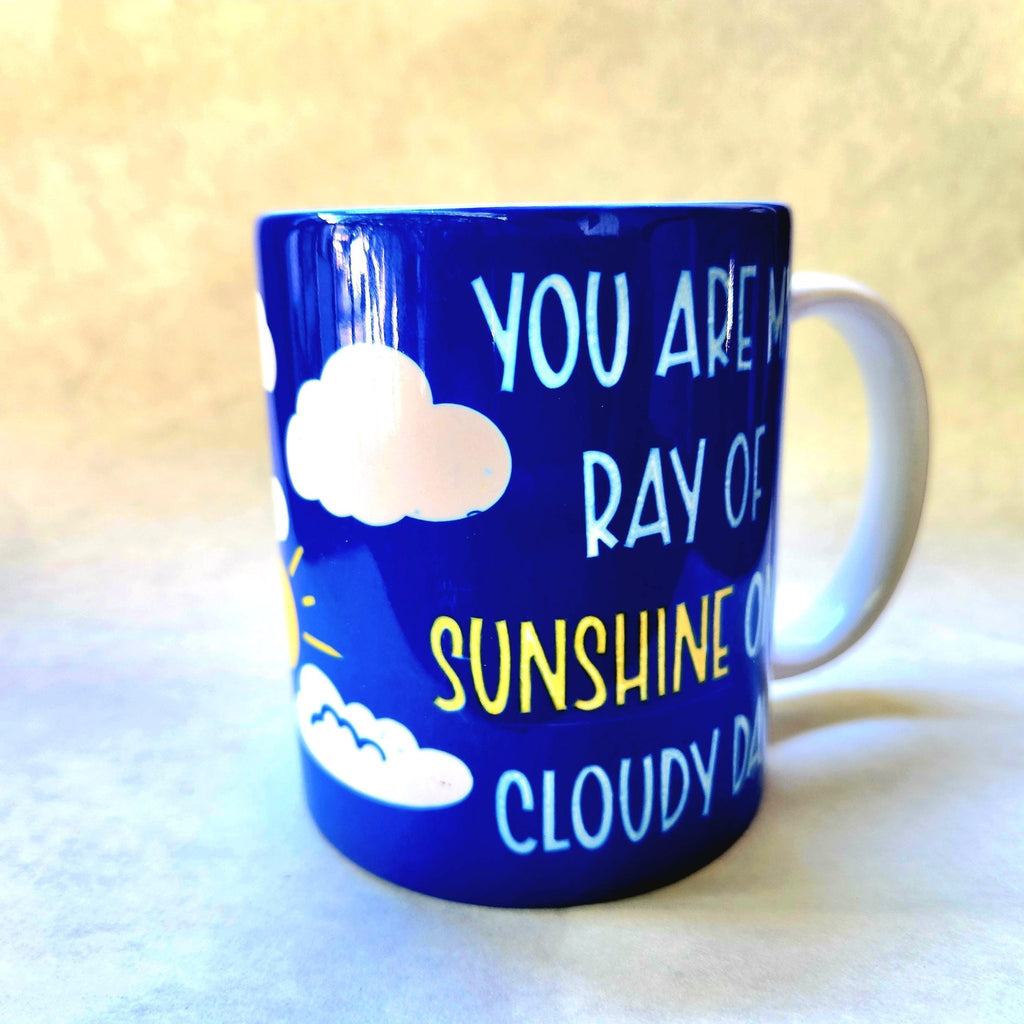 You Are My Sunshine Coffee Mug: Blue Ceramic Mug - Coffee Quips Custom Drinkware