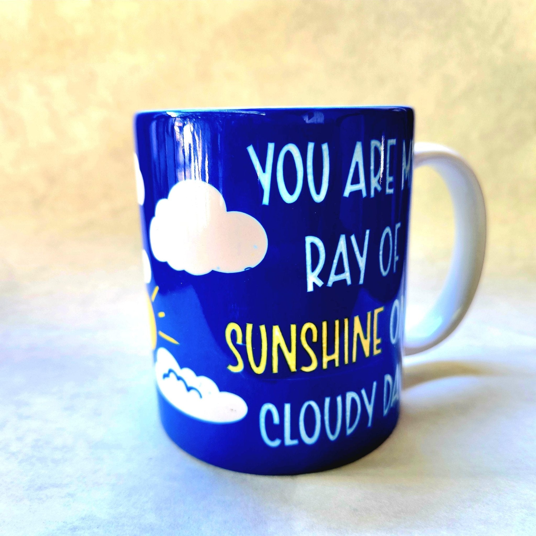 You Are My Sunshine Coffee Mug: Blue Ceramic Mug - Coffee Quips Custom Drinkware