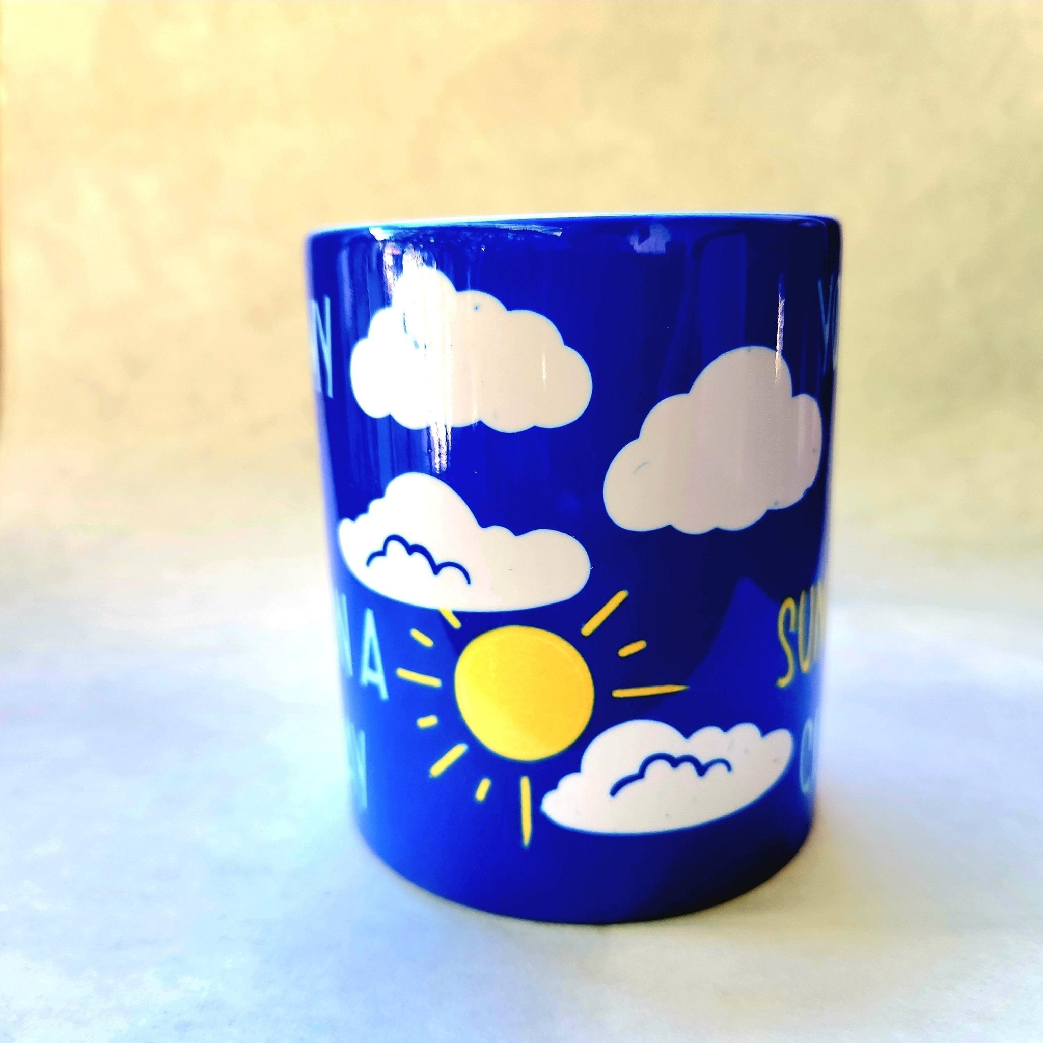 You Are My Sunshine Coffee Mug: Blue Ceramic Mug - Coffee Quips Custom Drinkware