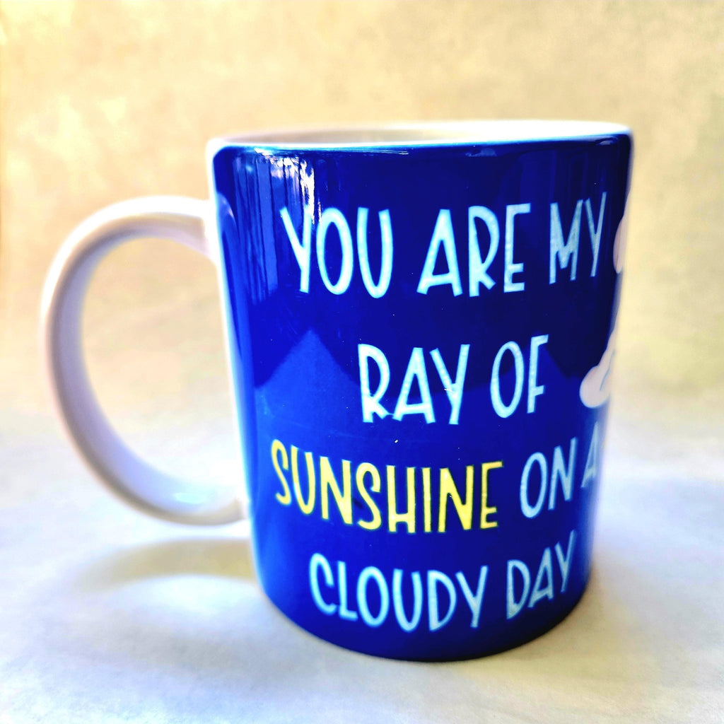 You Are My Sunshine Coffee Mug: Blue Ceramic Mug - Coffee Quips Custom Drinkware